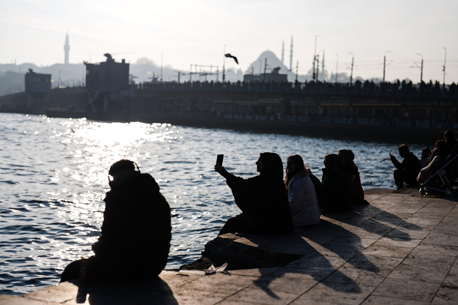 Locals and tourists spent time around the Karakoy area in Istanbul, enjoying the vibrant atmosphere and cultural attractions in Türkiye, Jan. 23, 2025. (AA Photo)