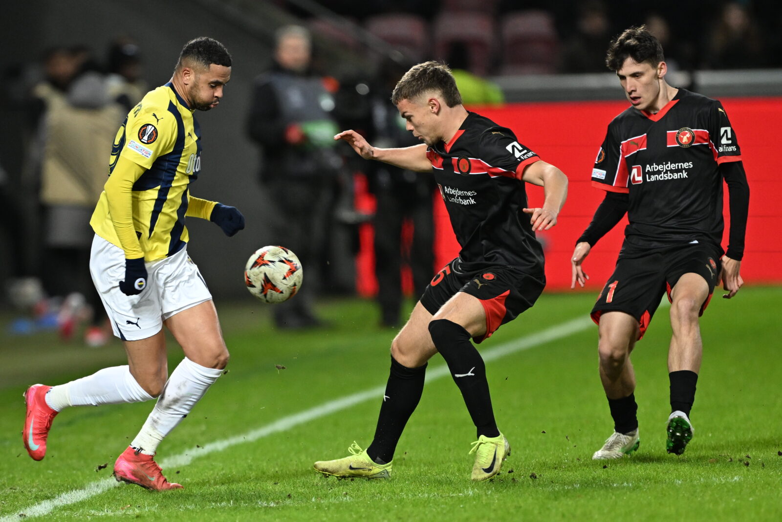 En-Nesyri of Fenerbahce in action during the UEFA Europa League 8th week match between Fenerbahce and Midtjylland at Arena Herning in Herning, Denmark on Jan. 30, 2025. (AA Photo)