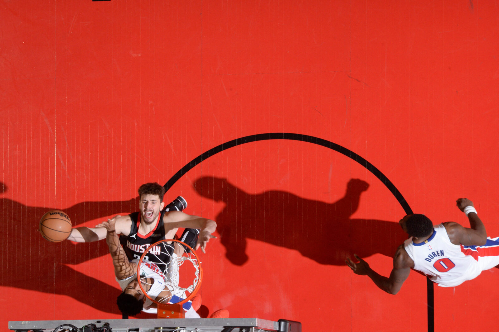 Alperen Sengun #28 of the Houston Rockets dunks the ball during the game against the Detroit Pistons on January 20, 2025 at the Toyota Center in Houston, Texas. (AFP Photo)