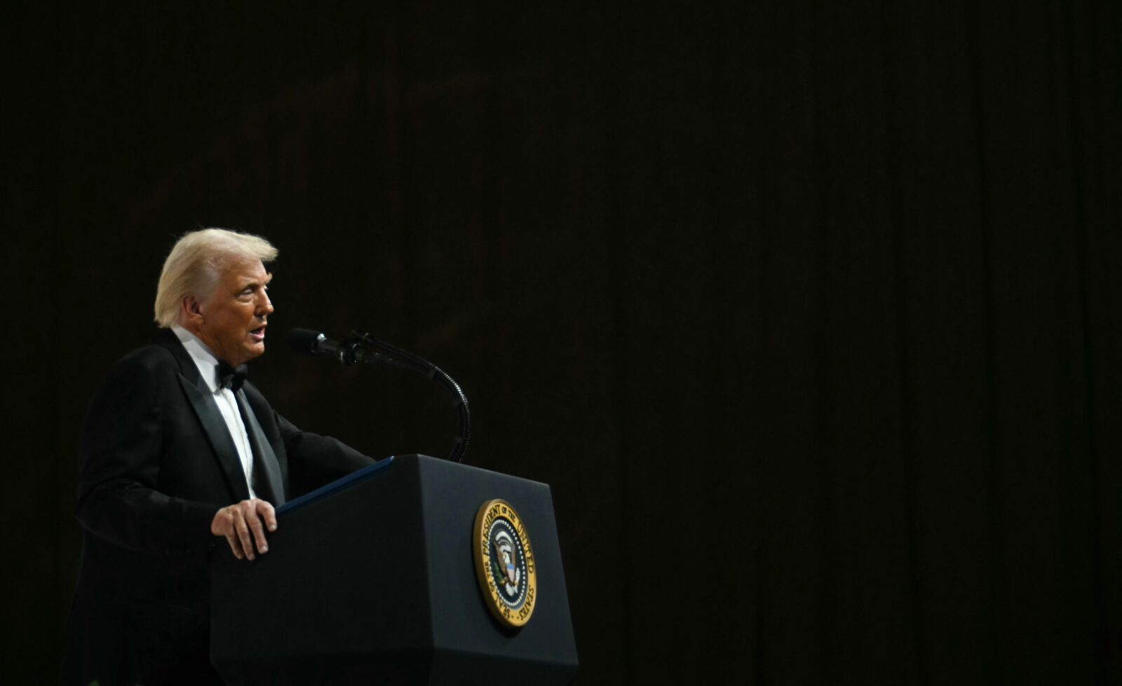 U.S. President Donald Trump speaks during the Commander-In-Chief inaugural ball at the Walter E. Washington Convention Center in Washington, D.C., on Jan. 20, 2025. (AFP Photo)