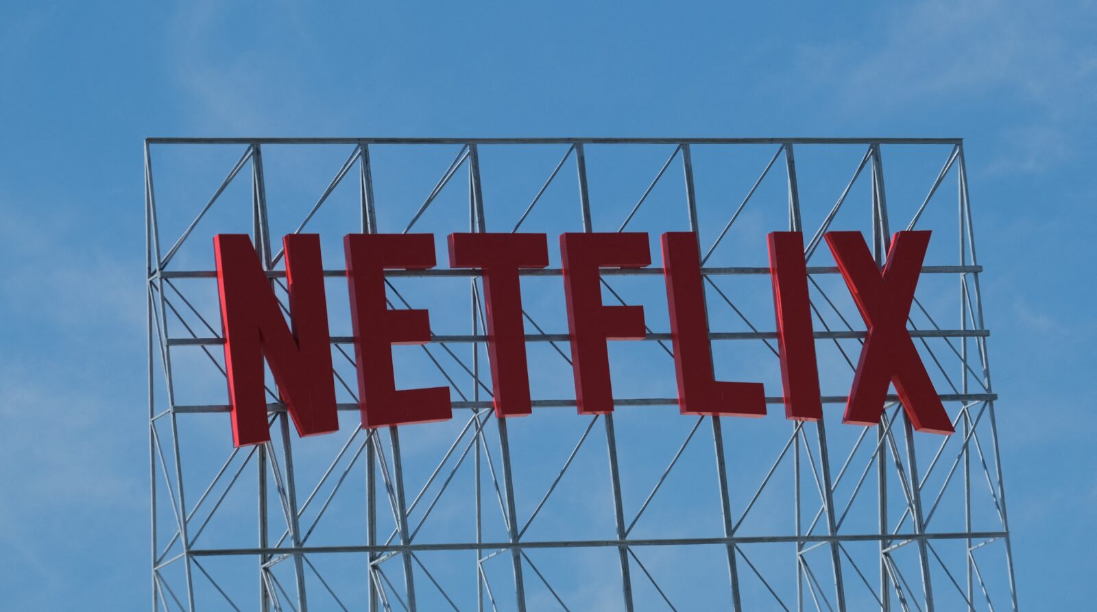 The Netflix logo is seen on top of their office building in Hollywood, California, March 2, 2022. (AFP Photo)