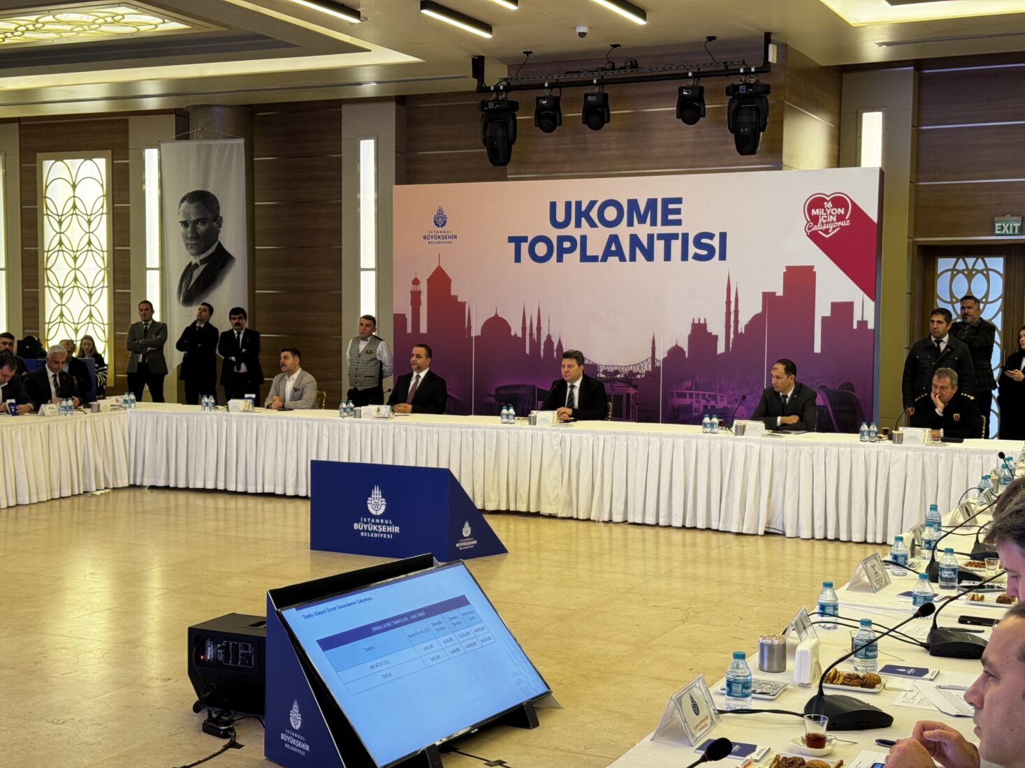 Representatives from the Turkish Ministry of Transport and the Istanbul Metropolitan Municipality gather at the Transportation Coordination Center (UKOME) meeting for the second time to determine public transportation fare increases, in Istanbul, Türkiye, on Jan. 15, 2025. (IHA Photo)