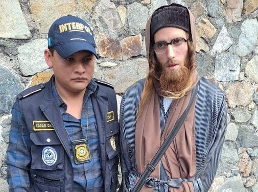 Yoel Alter, one of the leaders of the Lev Tahor Jewish sect, which has been accused of child abuse and human trafficking in Guatemala, has been arrested. It is seen that Interpol officers are escorting him, Jan. 29, 2025. (IHA Photo)