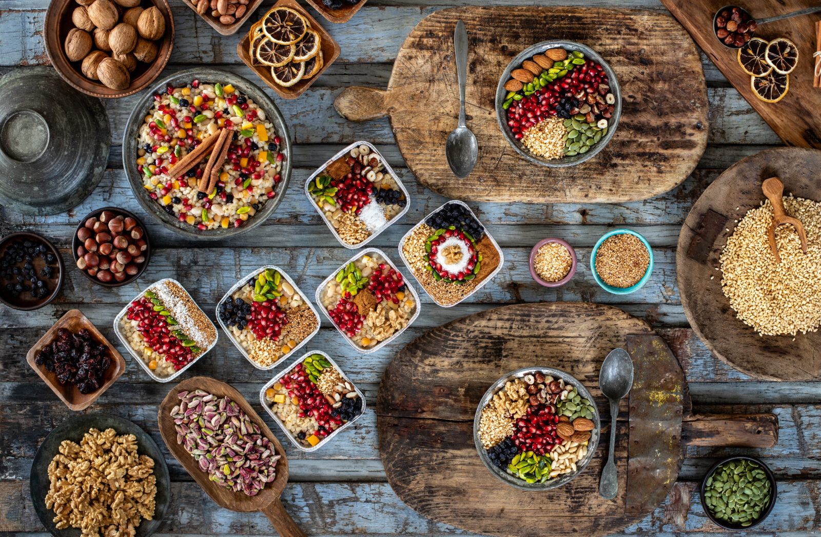 Asure, a traditional Turkish dessert, symbolizes abundance and unity with its mix of grains, fruits, and legumes. (Adobe Stock Photo)