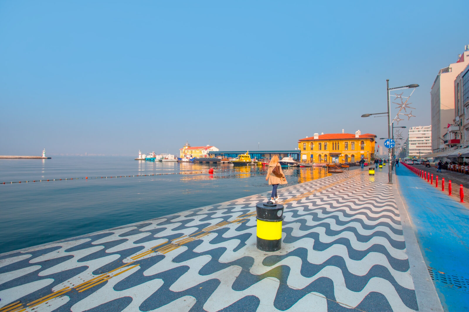 The wave-patterned walkway of Izmir’s Kordon reflects the influence of Copacabana’s famous mosaics, Izmir, Türkiye. (Adobe Stock Photo)