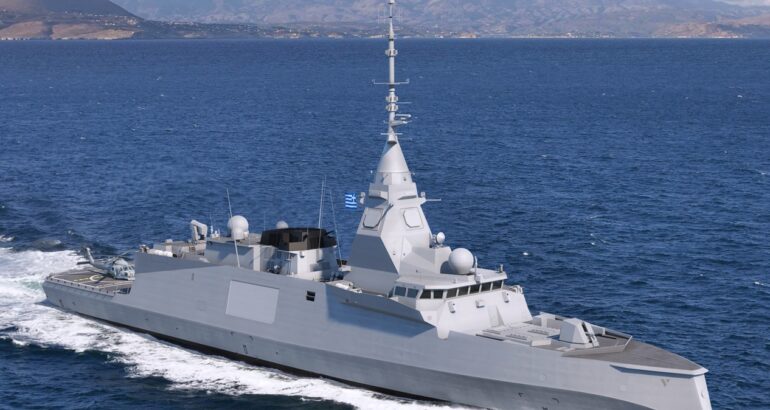 A render from France's Naval Group illustrating the offered configuration for the Greek version of the Belharra. (Photo courtesy to navalnews) 