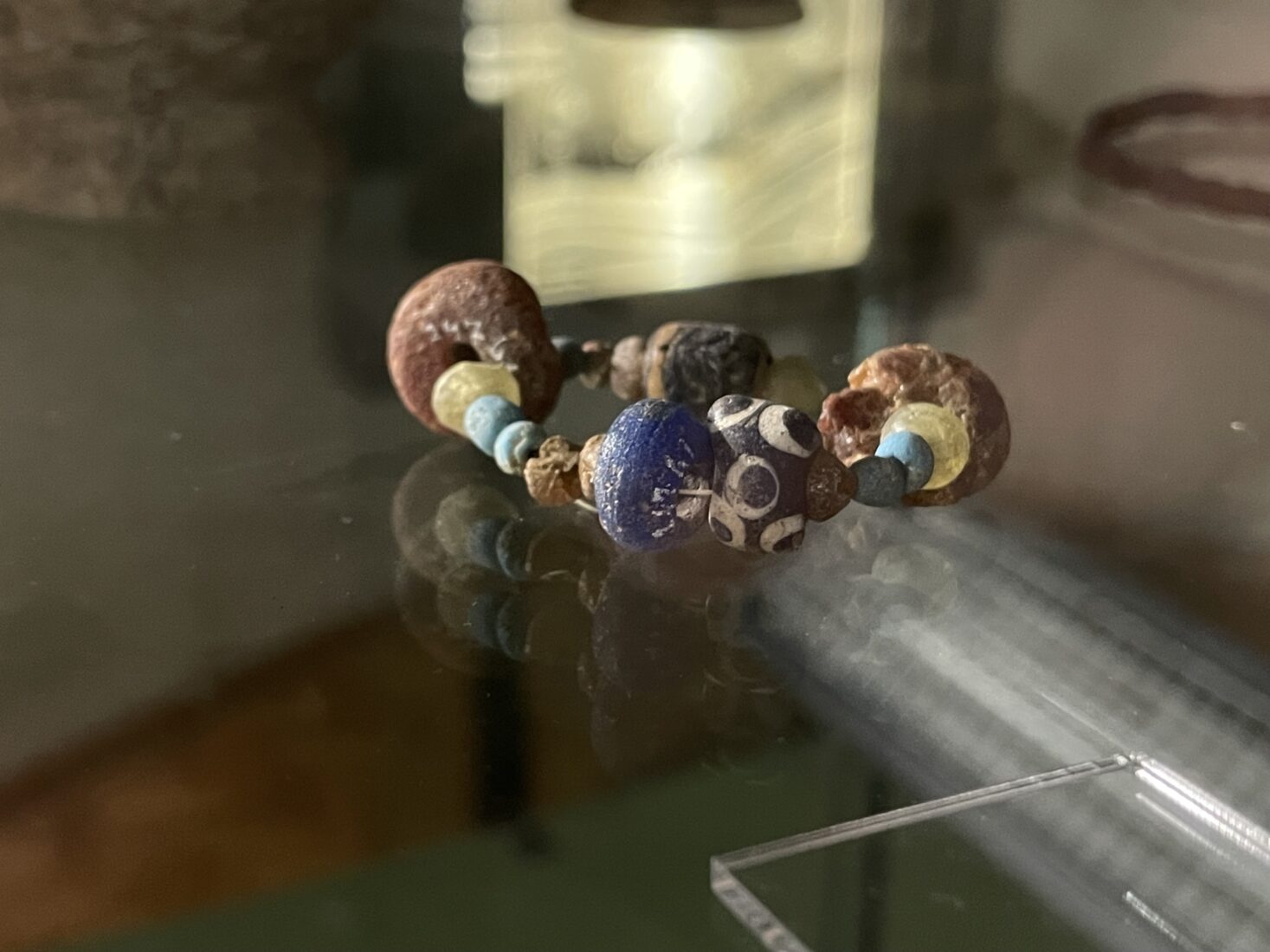 Similar stones resembling evil eye beads are found on the jewelry at the National Archaeological Museum of the Marches, Italy, Dec. 30, 2024. (Photo via Koray Erdogan/Türkiye Today)