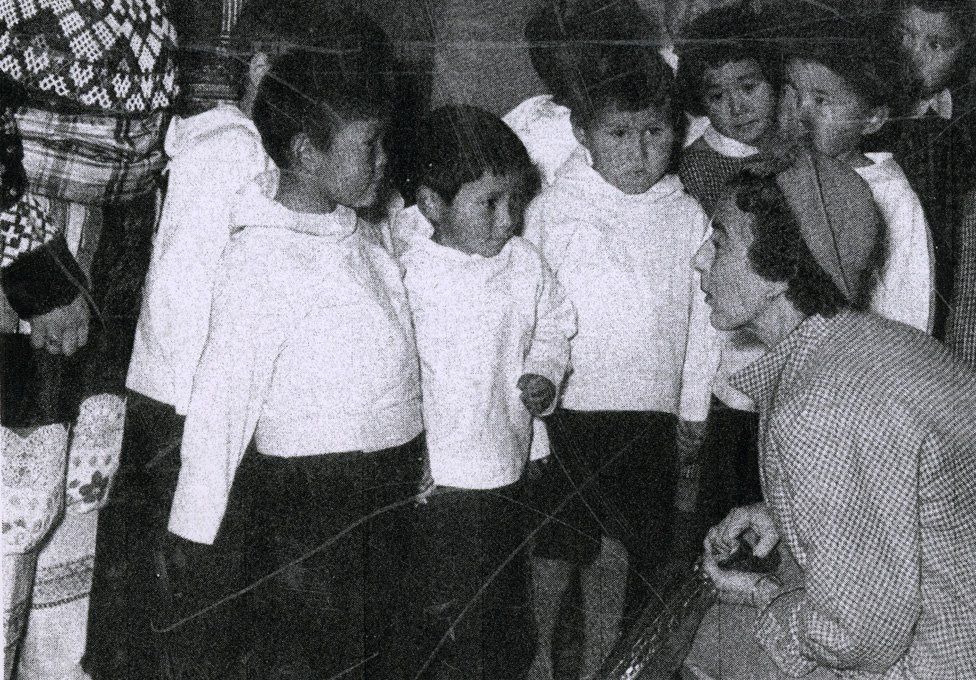 Ingrid of Sweden visits children at Fedgaarden, 1951, Denmark. (Photo via Wikipedia)