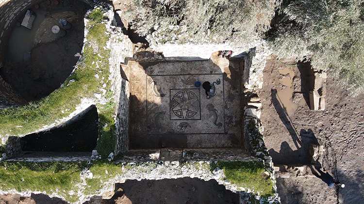 An aerial view of the Roman-era bath in the ancient city of Heraclea, Milas, Türkiye, Jan. 2, 2025. (AA Photo)