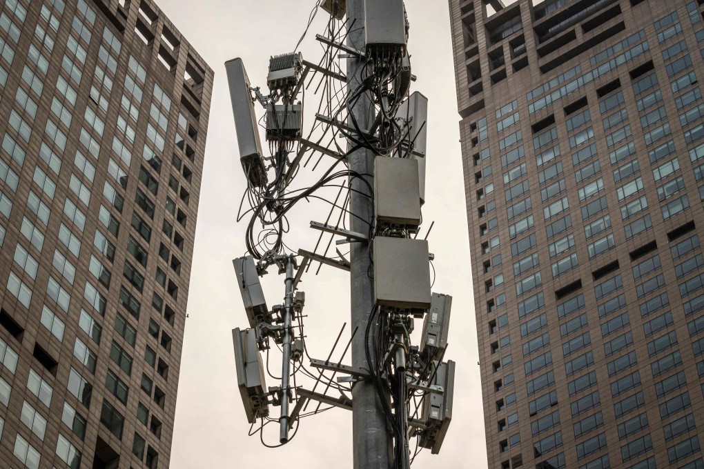 A cellphone tower, used for the 5G network, is seen on a street in Beijing, China, on April 7, 2020. (AFP Photo)