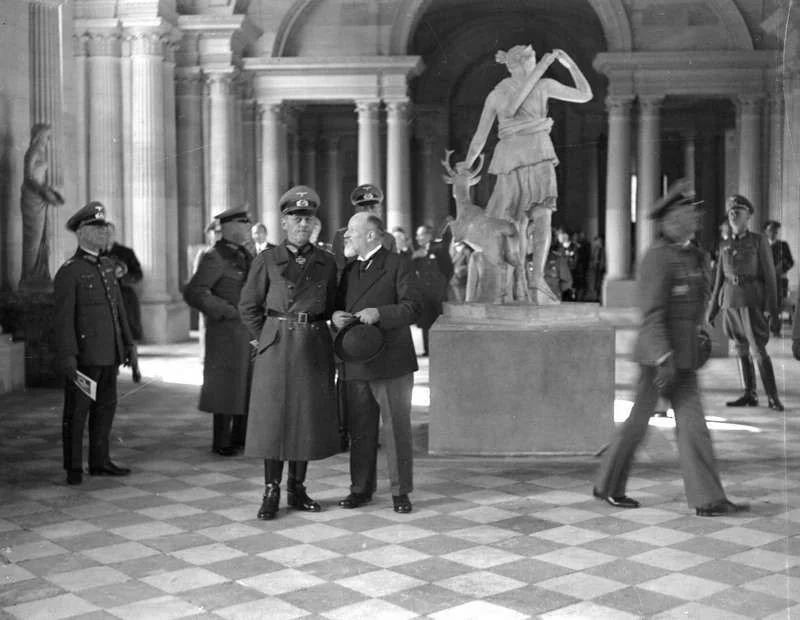 The Nazis inside the Louvre Museum, Paris, France, August, 1939. (Photo via Wikimedia)
