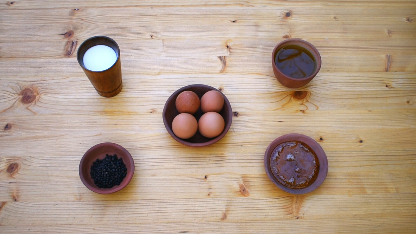Ingredients required for Ova Spongia ex Lacte. (Photo via Historical Italian Cooking)