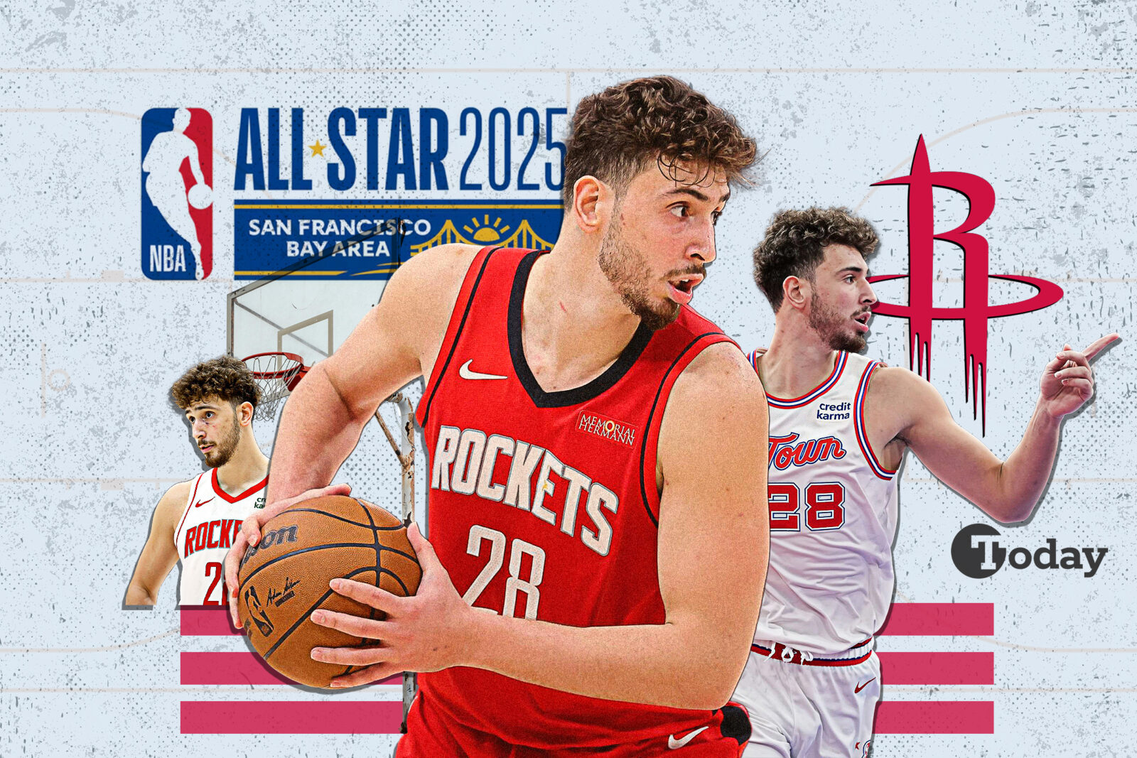 Alperen Sengun #28 of the Houston Rockets. (Collage by Mehmet Akbas/Türkiye Today)