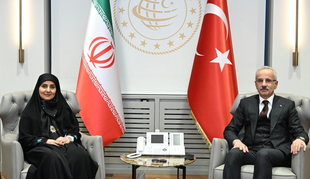 Türkiye's Minister of Transport and Infrastructure, Abdulkadir Uraloglu, meets with Iran’s Minister of Roads and Urban Development, Farzaneh Sadegh, to discuss transportation cooperation, agreeing to increase railway freight capacity to one million tons and resume Van-Tehran passenger train services, Ankara, Türkiye, Jan. 28, 2025. (Photo via Ministry of Transportation)