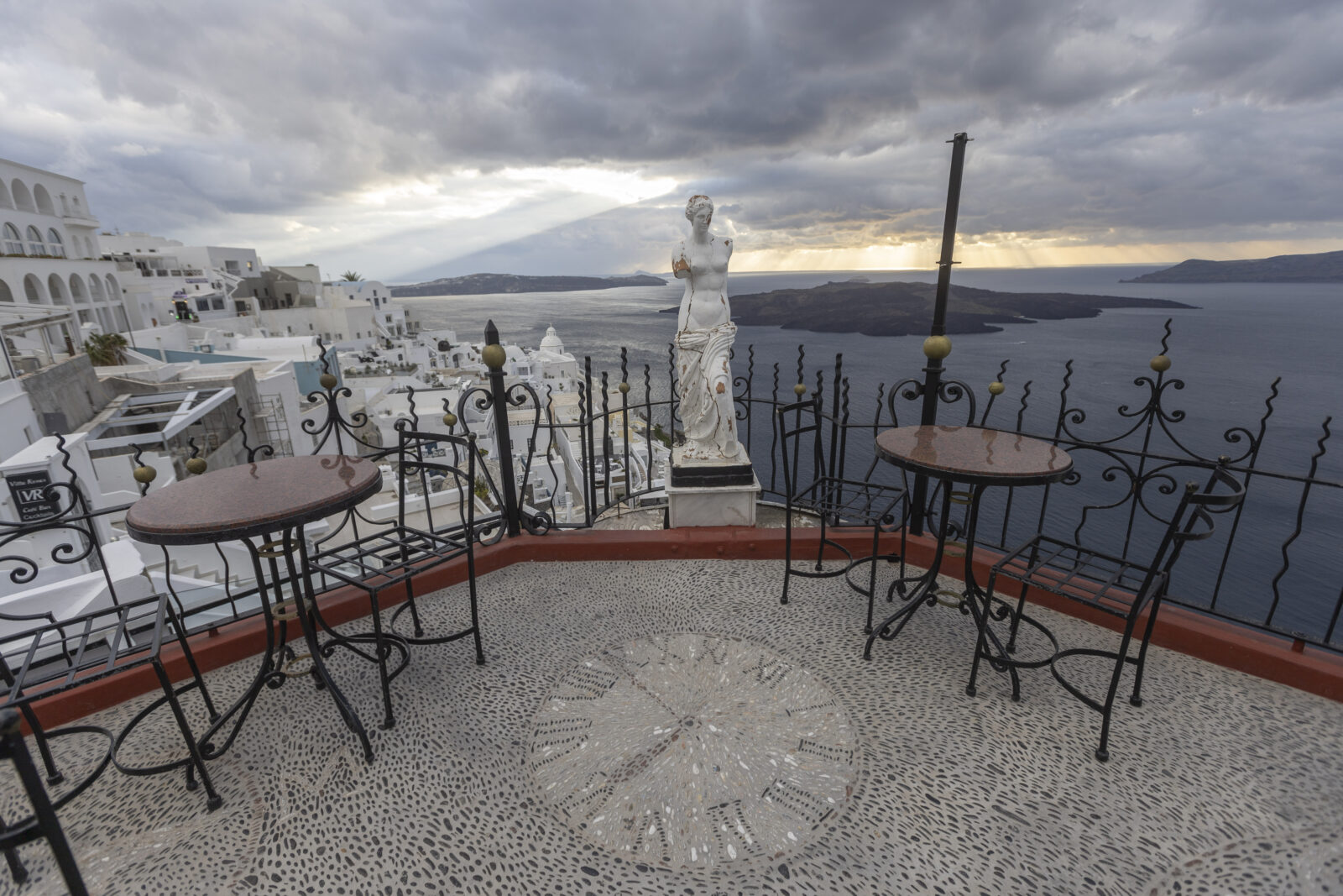 A crumpled and broken statue of the ancient Greek goddess Aphrodite in Fira, Santorini, Greece, Feb. 21, 2025. (AA Photo)