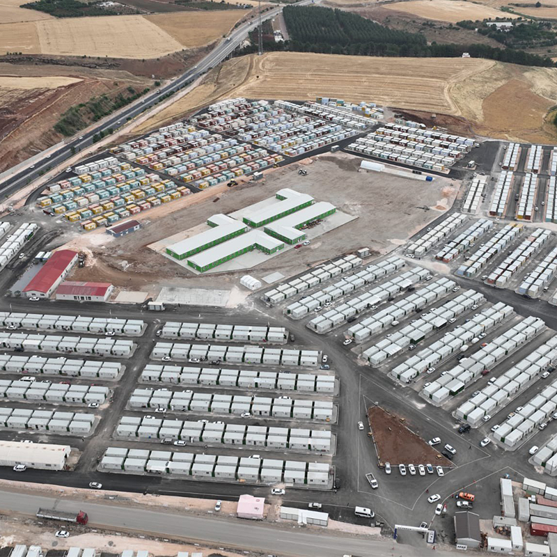 Turkish prefabricated giant set for emergency housing projects in Gaza, Syria