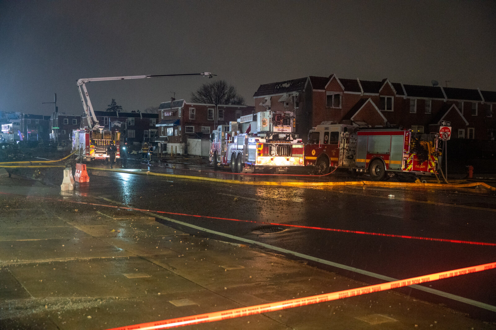 A view of the roof of a home struck by a small plane that crashed into a residential area in the US city of Philadelphia on Jan. 31, 2025. (AA Photo)