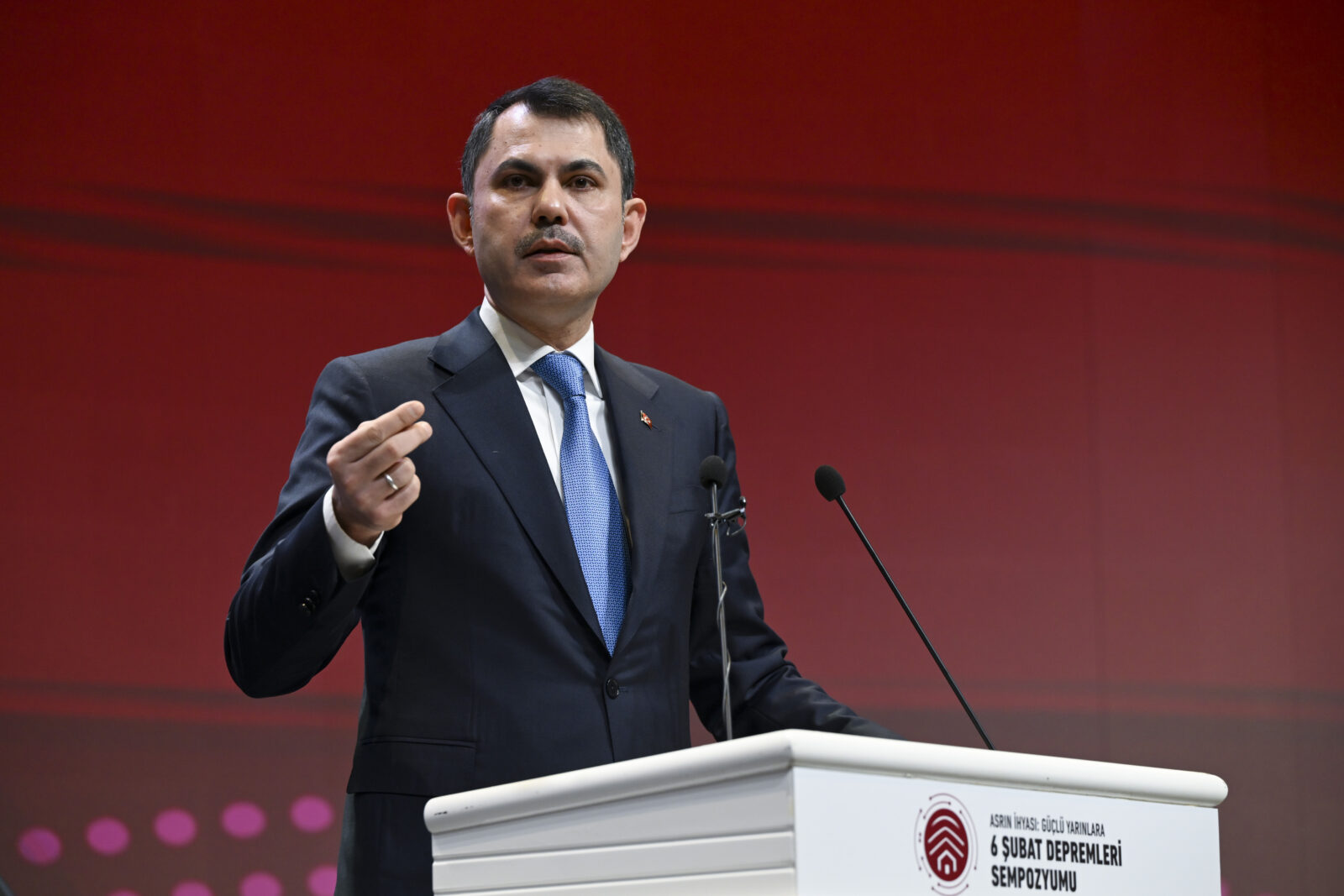 Murat Kurum Talks at 'The Revival of the Century: Symposium on Stronger Tomorrows After the February 6 Earthquakes' in Ankara, Türkiye on February 4, 2025.