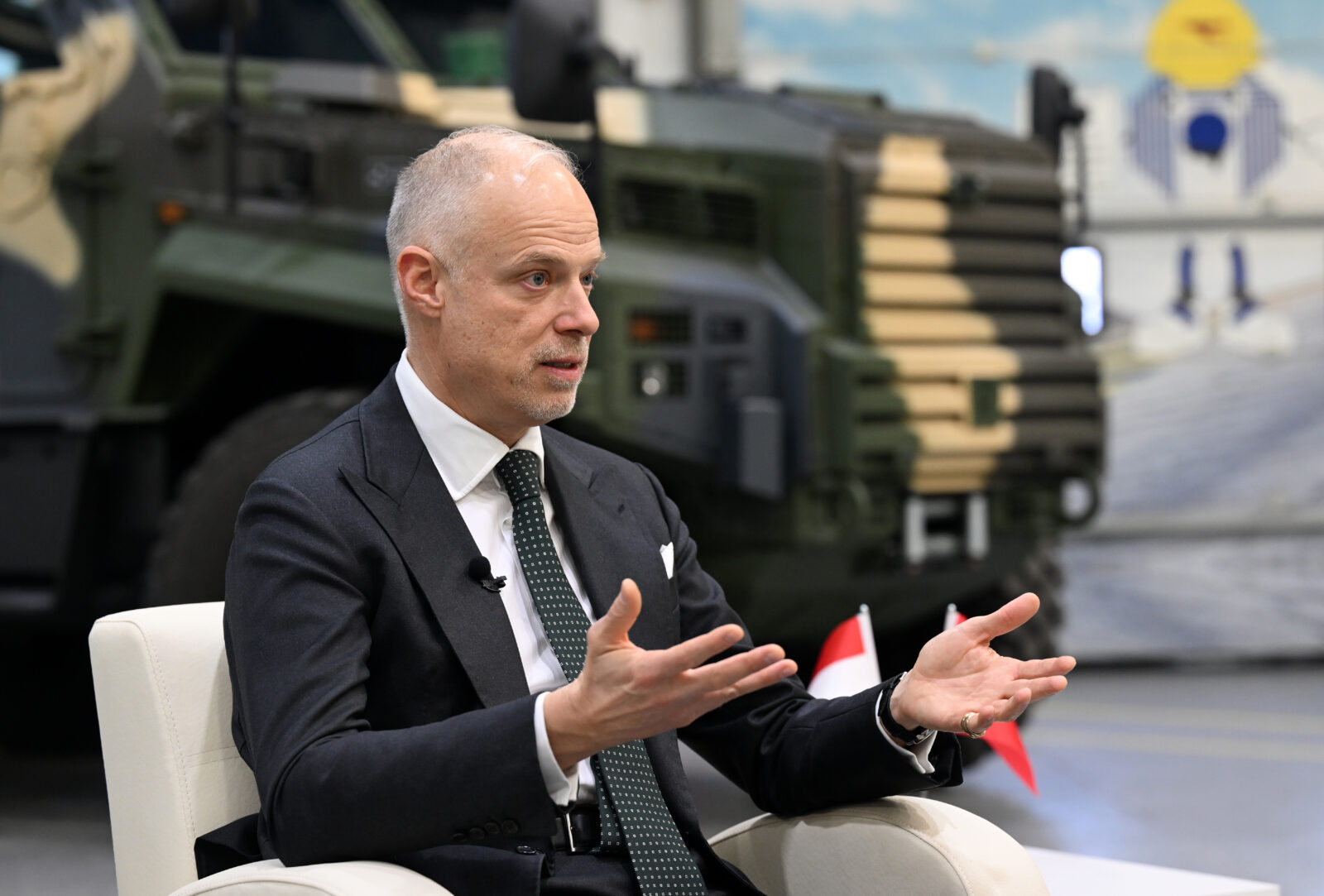 Hungarian Defence Minister Kristof Szalay-Bobrovniczky speaks during an exclusive interview with AA in Ankara, TÜrkiye, Feb. 3, 2025. (AA Photo)