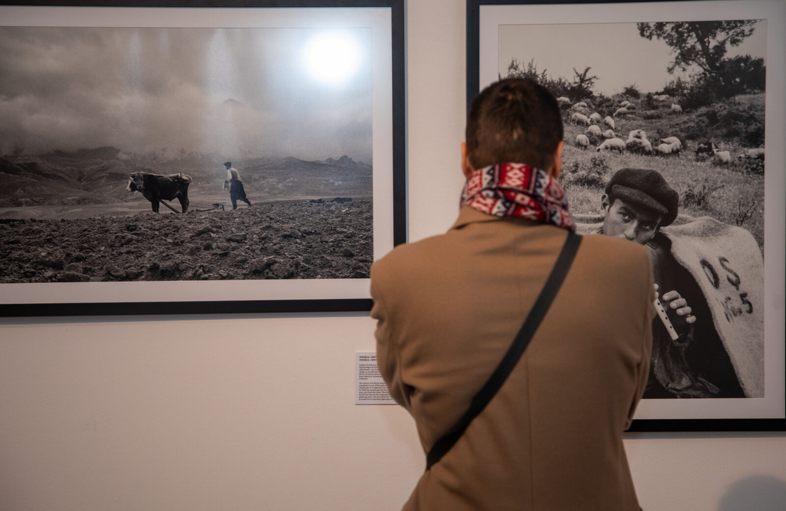 Visitors explore Ara Guler's evocative photographs capturing daily life and the human condition at Gallery Kranjcar, Zagreb, on Feb. 10, 2025. (AA Photo)