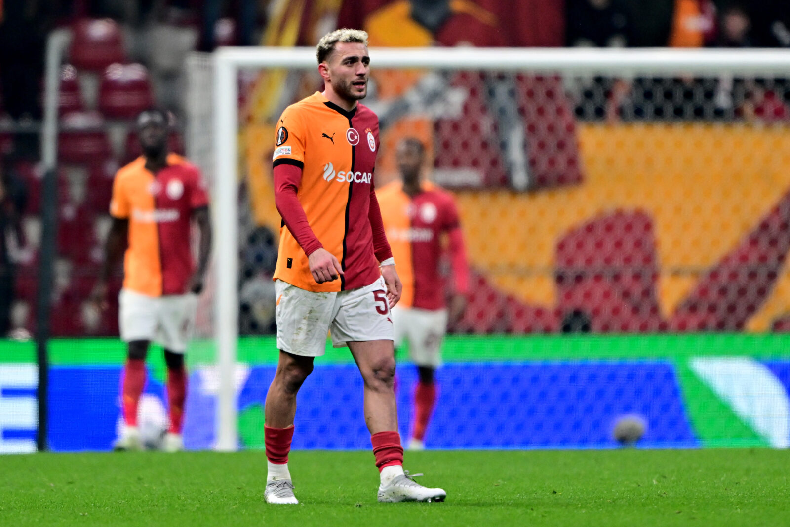 Baris Alper Yilmaz reacts after conceding a goal during the UEFA Europa League play-off 2nd leg match in Istanbul, Türkiye, Feb. 20, 2025. (AA Photo)