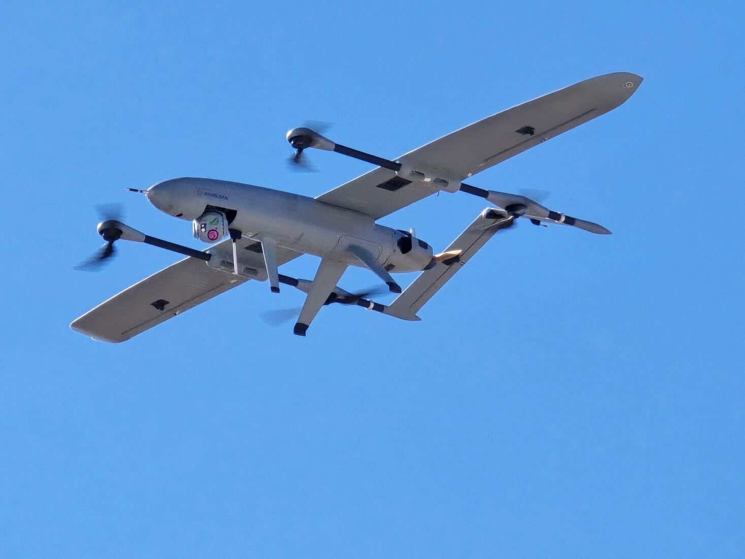 The new Turkish unmanned aerial vehicle (UAV) Bulut, developed by Havelsan, is seen flying in Ankara, Türkiye on Feb. 22, 2025. (AA Photo)