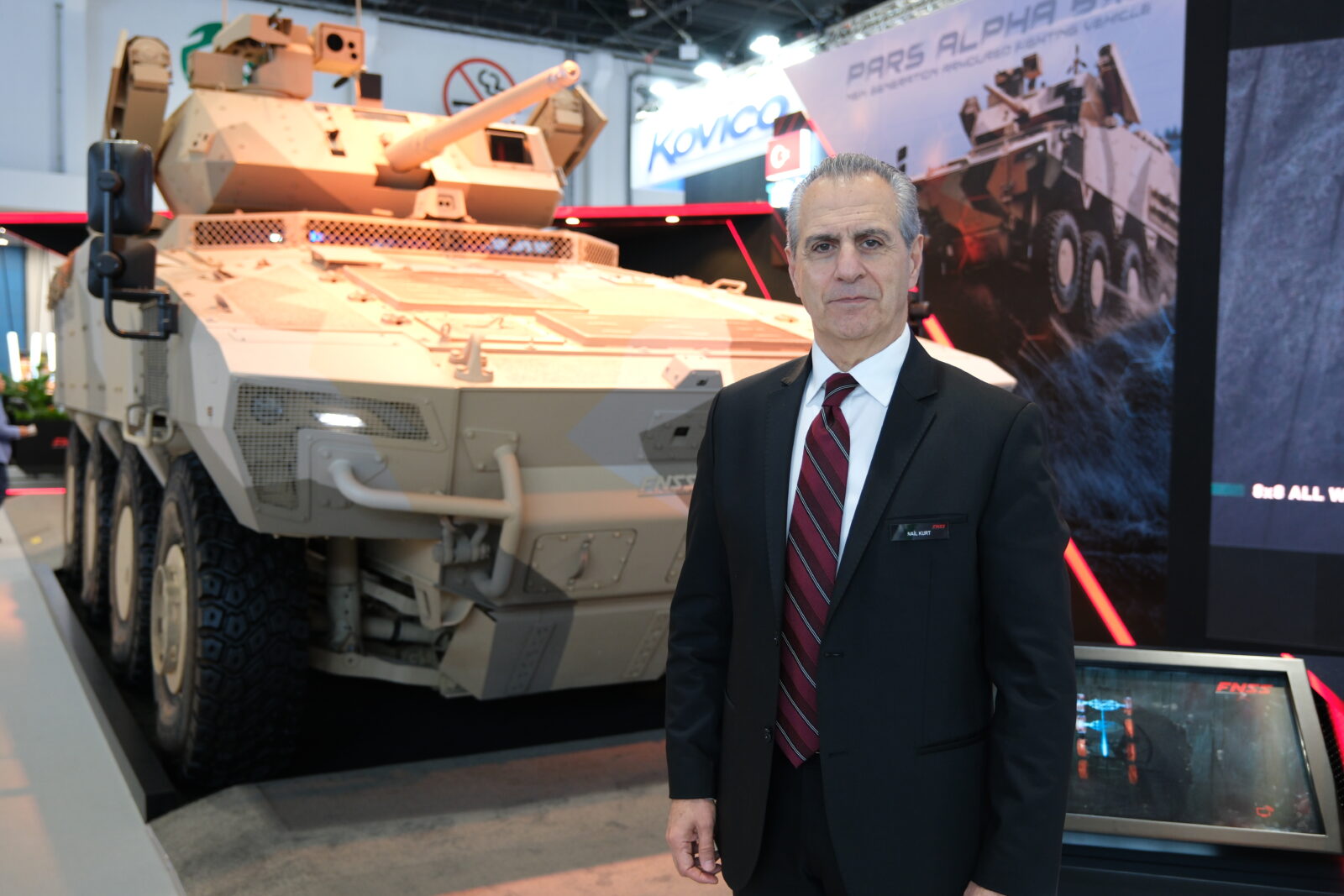 FNSS General Manager Nail Kurt exhibited the PARS ALPHA 8x8 New Generation Armoured Combat Vehicle at IDEX 2025, in Abu Dhabi, the capital of the United Arab Emirates. (AA Photo)