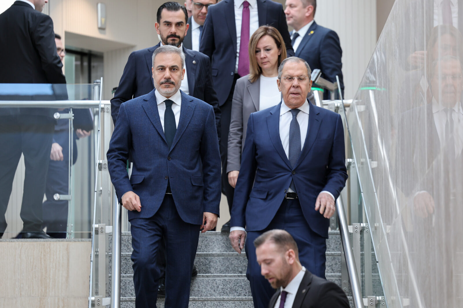 Foreign Minister Hakan Fidan (L) meets with Russian Foreign Minister Sergey Lavrov (R) in Ankara, Türkiye, Feb. 24, 2025. (AA Photo)