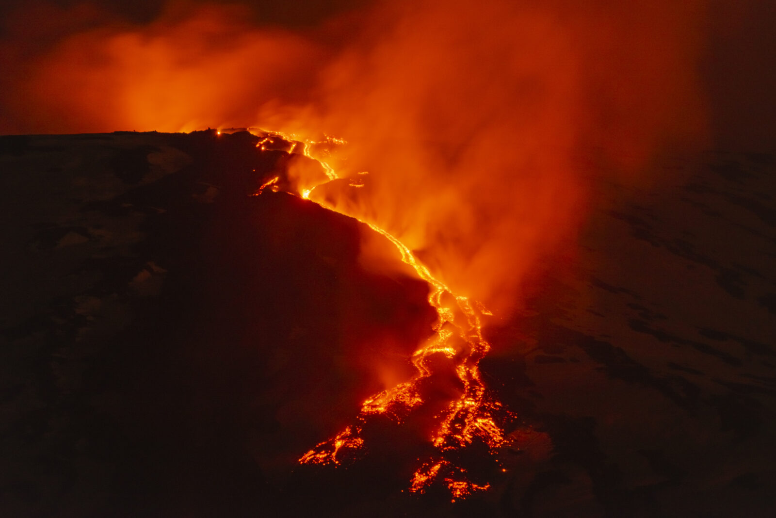 Mount Etna erupts again after a brief 48-hour lull, spewing lava and ash near Biancavilla, close to Catania, Italy, Feb. 24, 2025. (AA Photo)