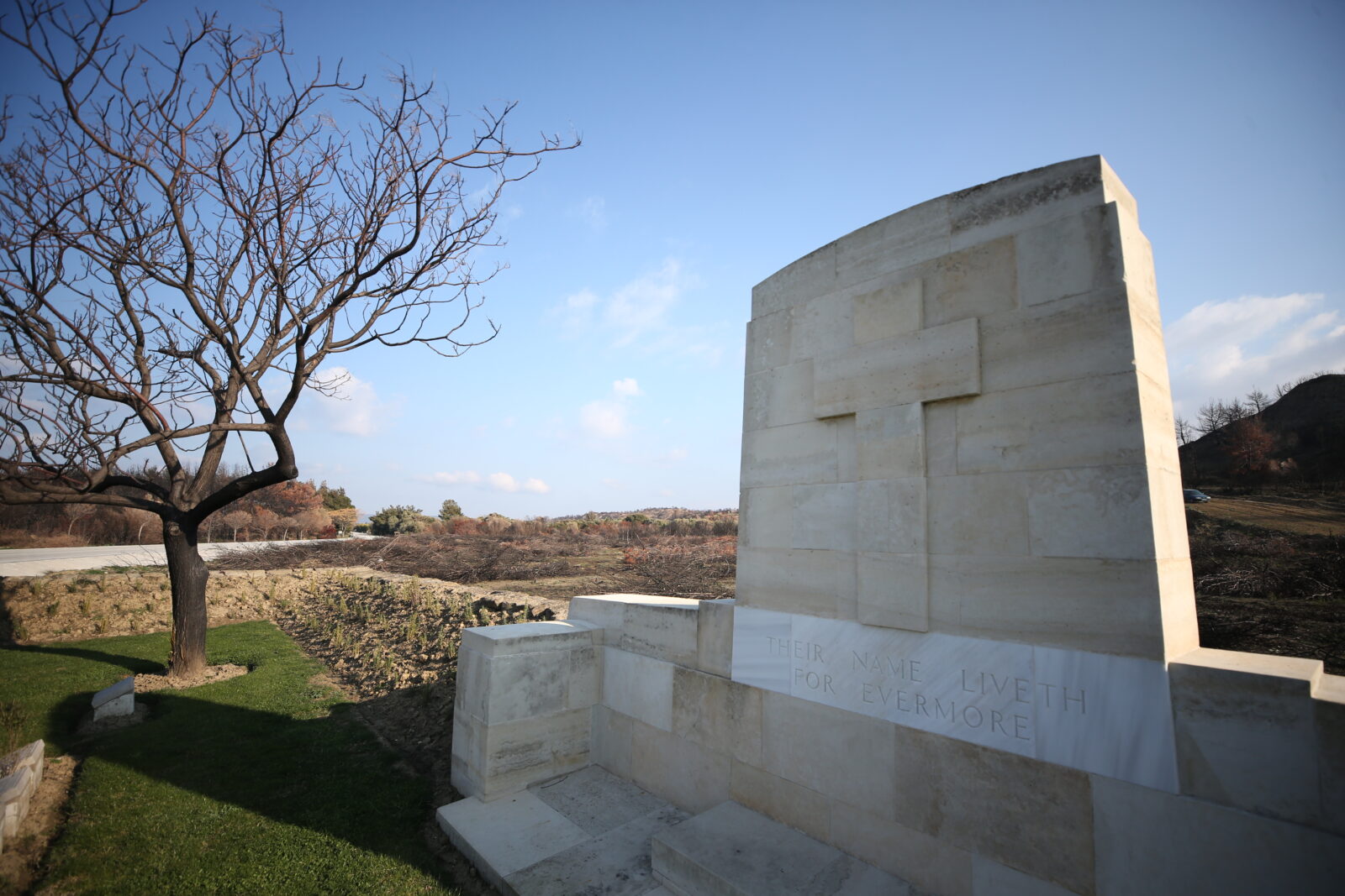 The cemetery and monument belonging to foreign soldiers, damaged in the large forest fire that broke out on August 15th last year in the Historic Gallipoli Peninsula, located within the borders of Eceabat district in Canakkale, Türkiye. (AA Photo)