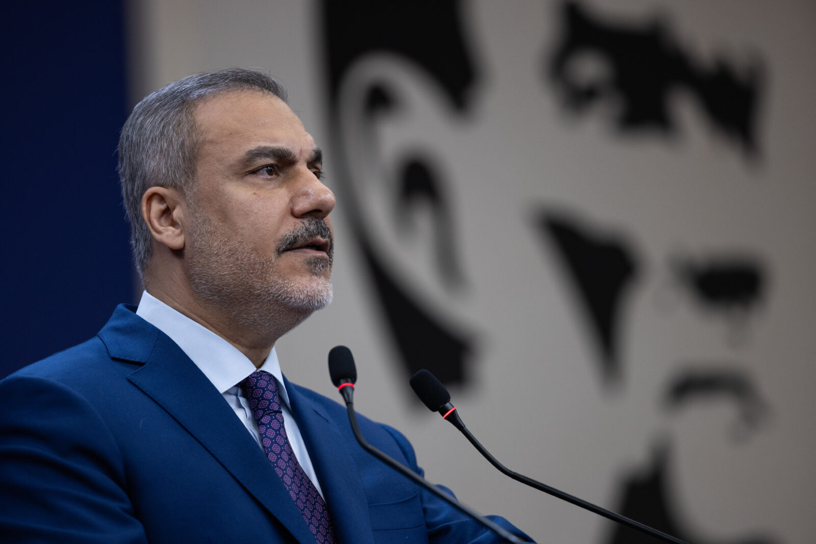 Turkish Foreign Minister Hakan Fidan and Georgian Foreign Minister Maka Botchorishvili hold a joint press conference after their meeting in Ankara, Türkiye on Feb. 26, 2025. (AA Photo)