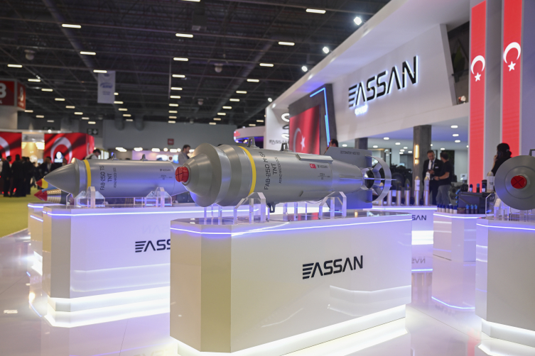Assan Group's stand at the IDEX UAE 2025. (AA Photo)