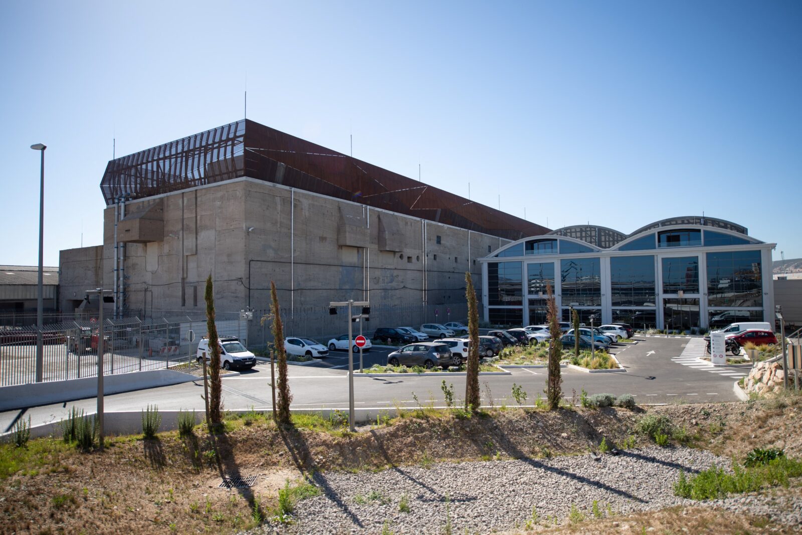 New MRS3 Interxion datacenter building, settled in a former submarine base built by the Germans during the Second World War, in Marseille harbour, southern France. Three data centres of the US group Digital Realty, located in Marseille's harbour on July 8, 2020. (AFP Photo)