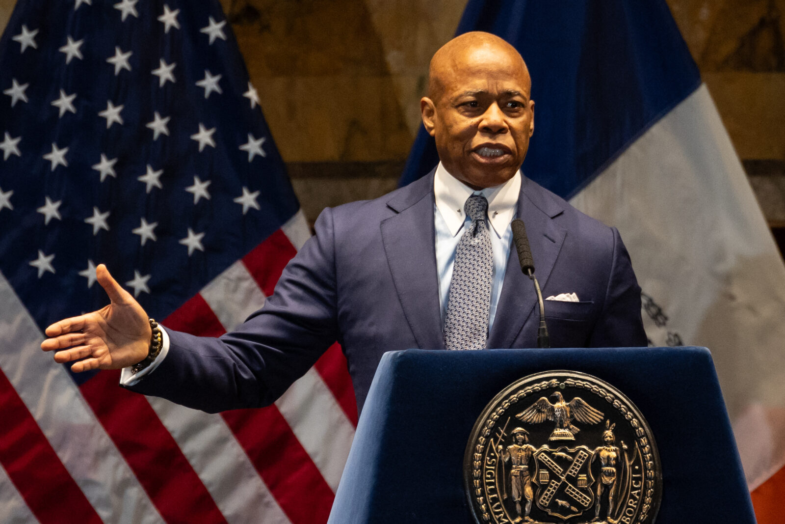 New York City Mayor Eric Adams speaks during the annual Interfaith Breakfast at the New York Public Library in New York City on January 30, 2025. (AFP Photo)