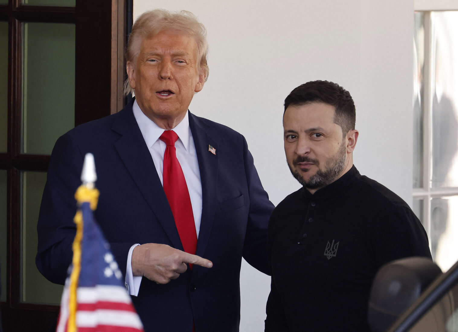 (L-R) U.S. President Donald Trump greets Ukrainian President Volodymyr Zelenskyy as he arrives at the White House in Washington, U.S. on February 28, 2025. (AFP Photo)