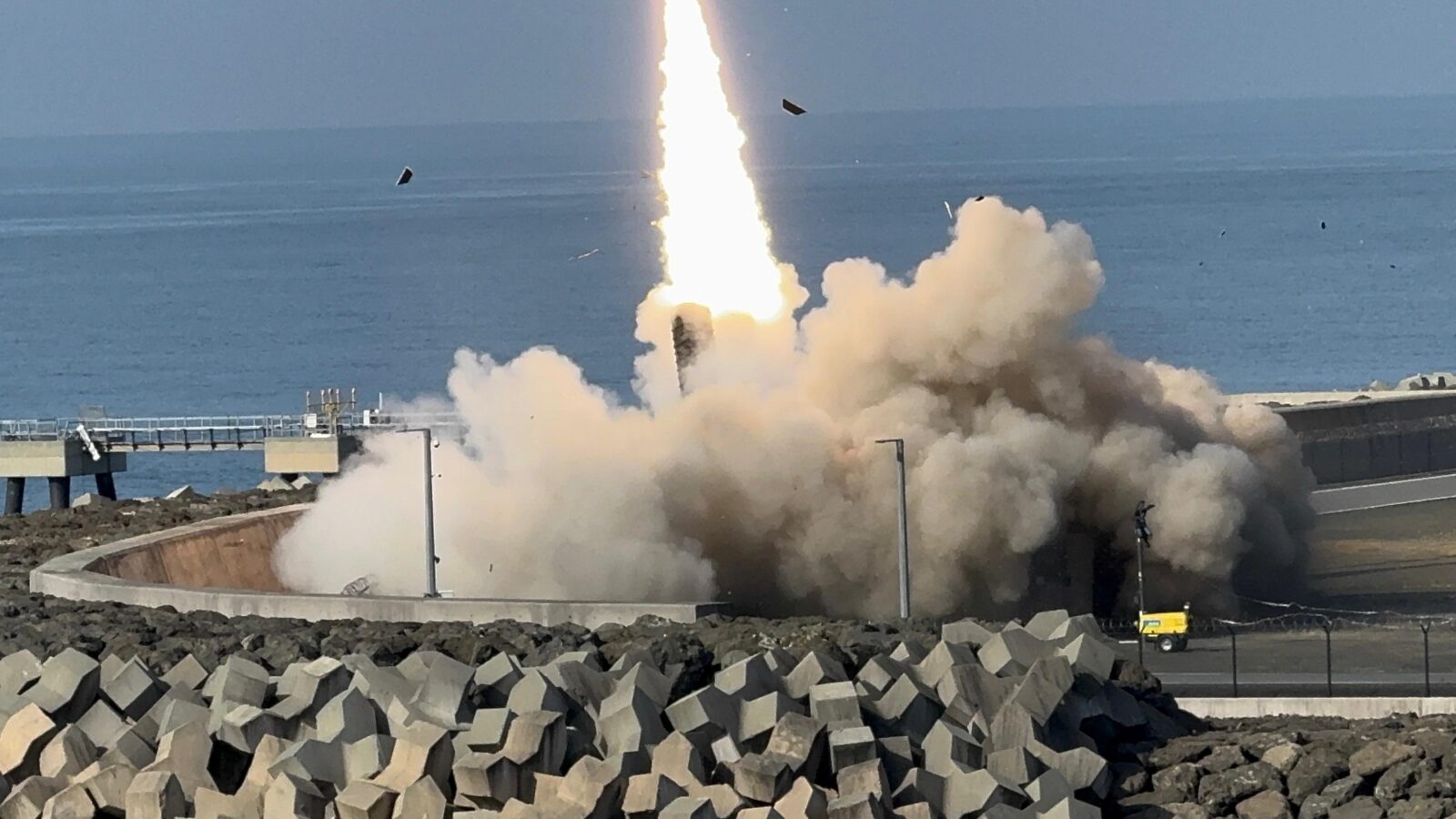 Türkiye's indigenous ballistic missile Tayfun was test-fired for the third time from Rize-Artvin Airport. (IHA Photo)