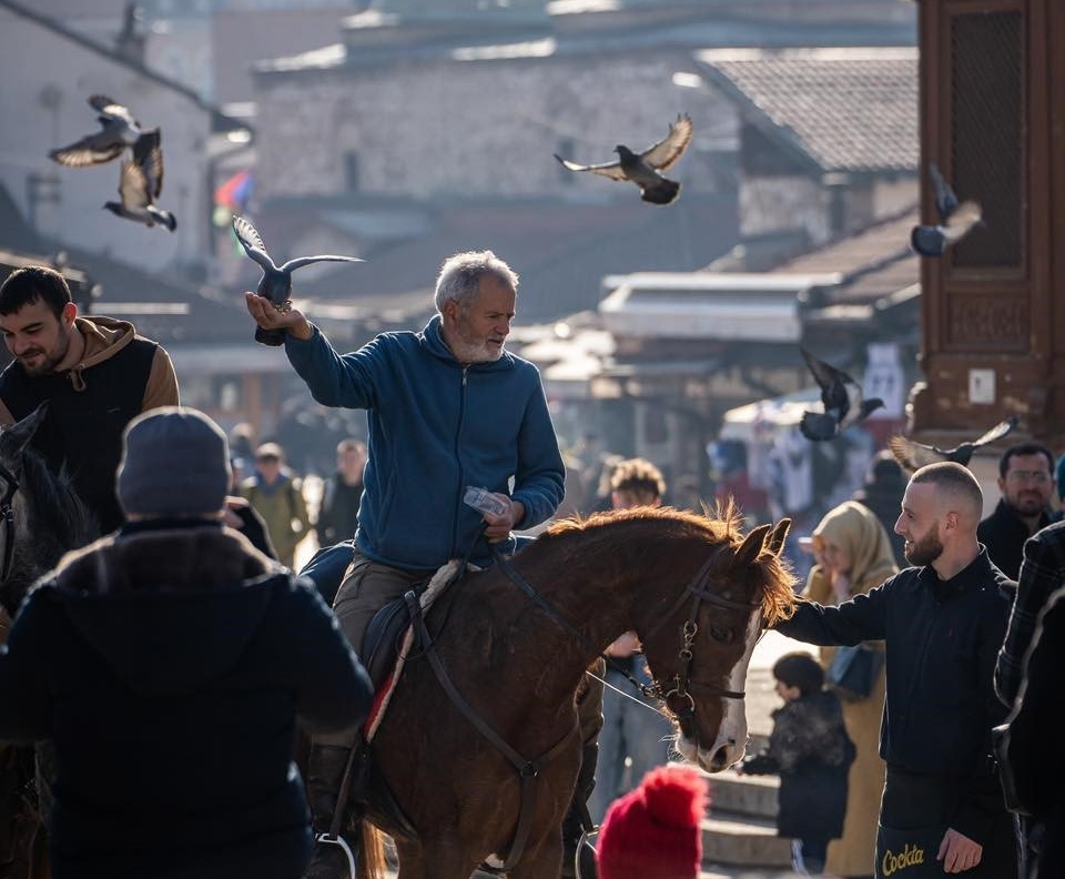 Spanish Muslims, retracing the pilgrimage route from five centuries ago, reached Sarajevo on Feb. 6, 2025. (IHA Photo)