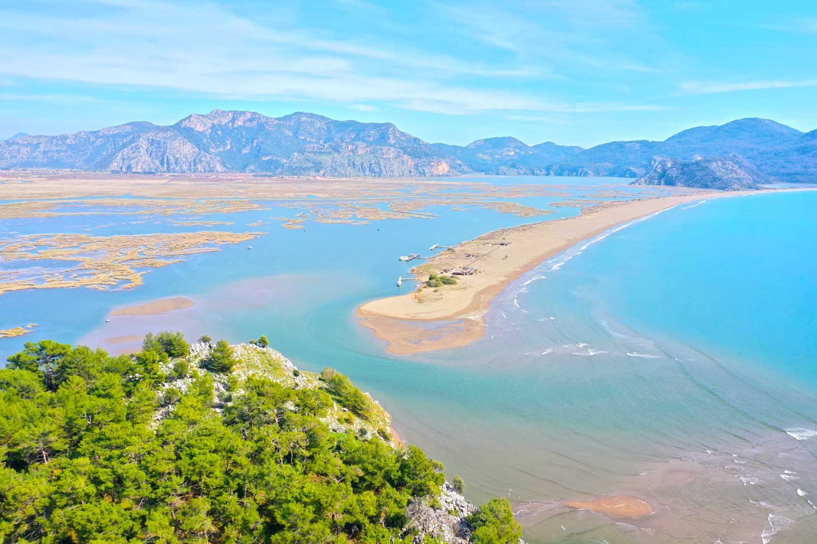 Aerial view of Iztuzu Beach in Mugla, Türkiye. (IHA Photo)