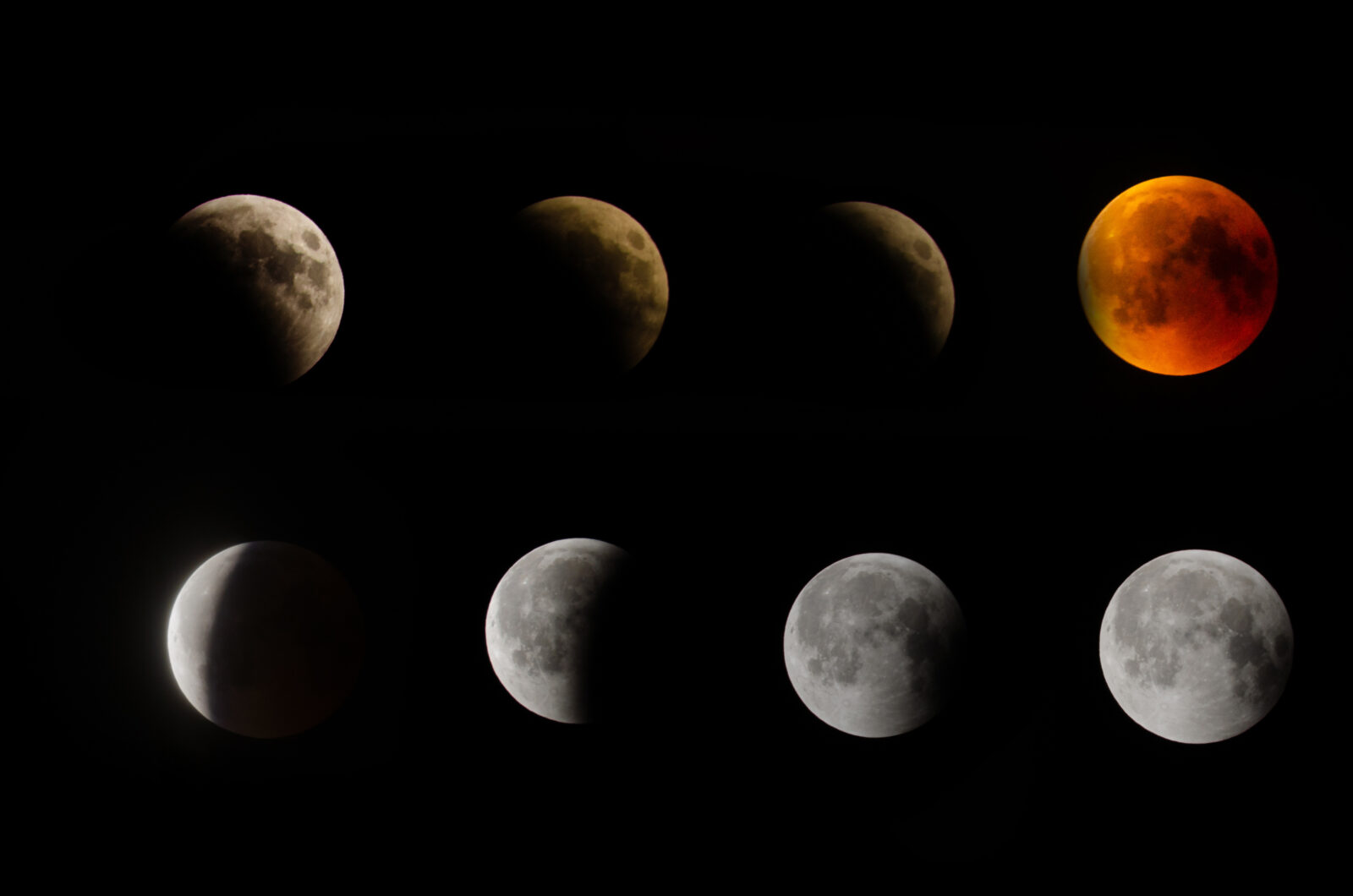 The phases of a total lunar eclipse, a key celestial event in Eskisehir, Türkiye, Jul, 27 , 2018. (Adobe Stock Photo)