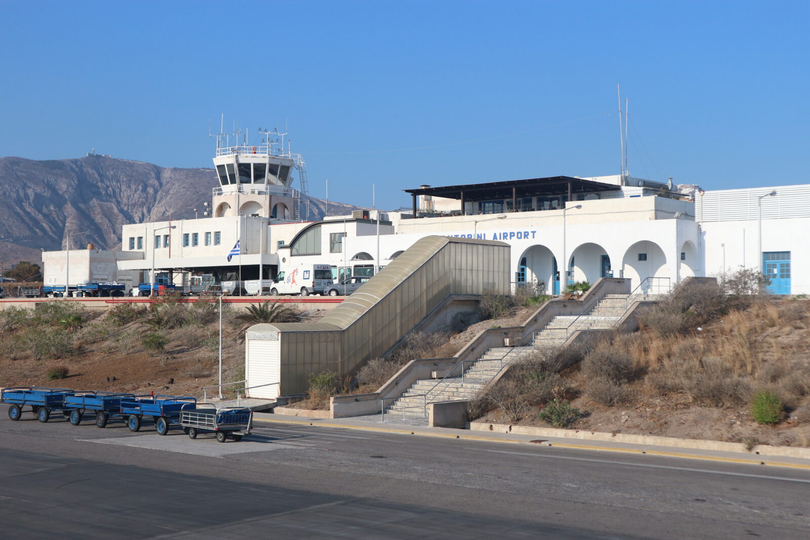 General view of Santorini International Airport from the apron. (Adobe Stock Photo)