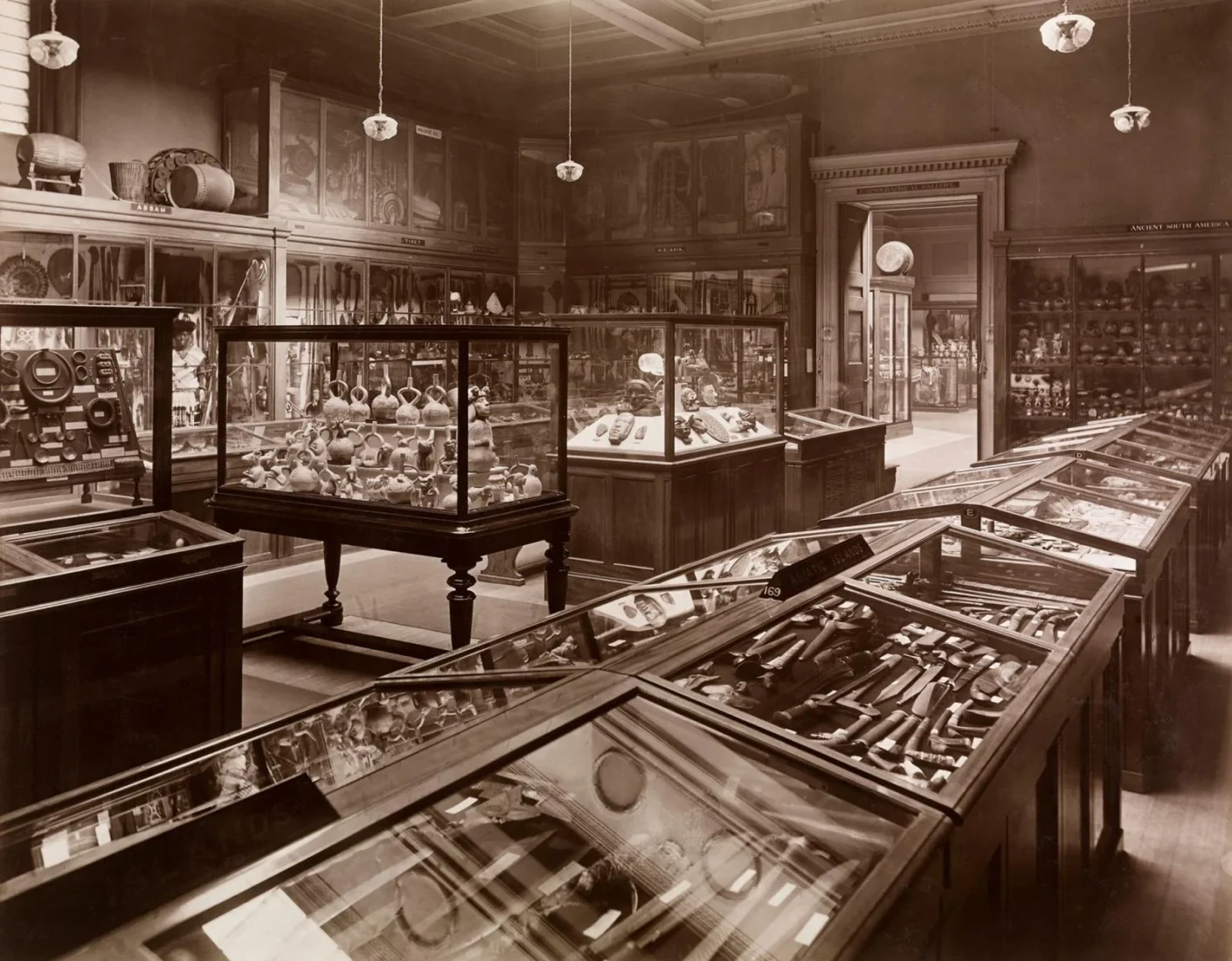 View of the Ethnographic Gallery, British Museum, c. 1923. (Photo via the British Museum)