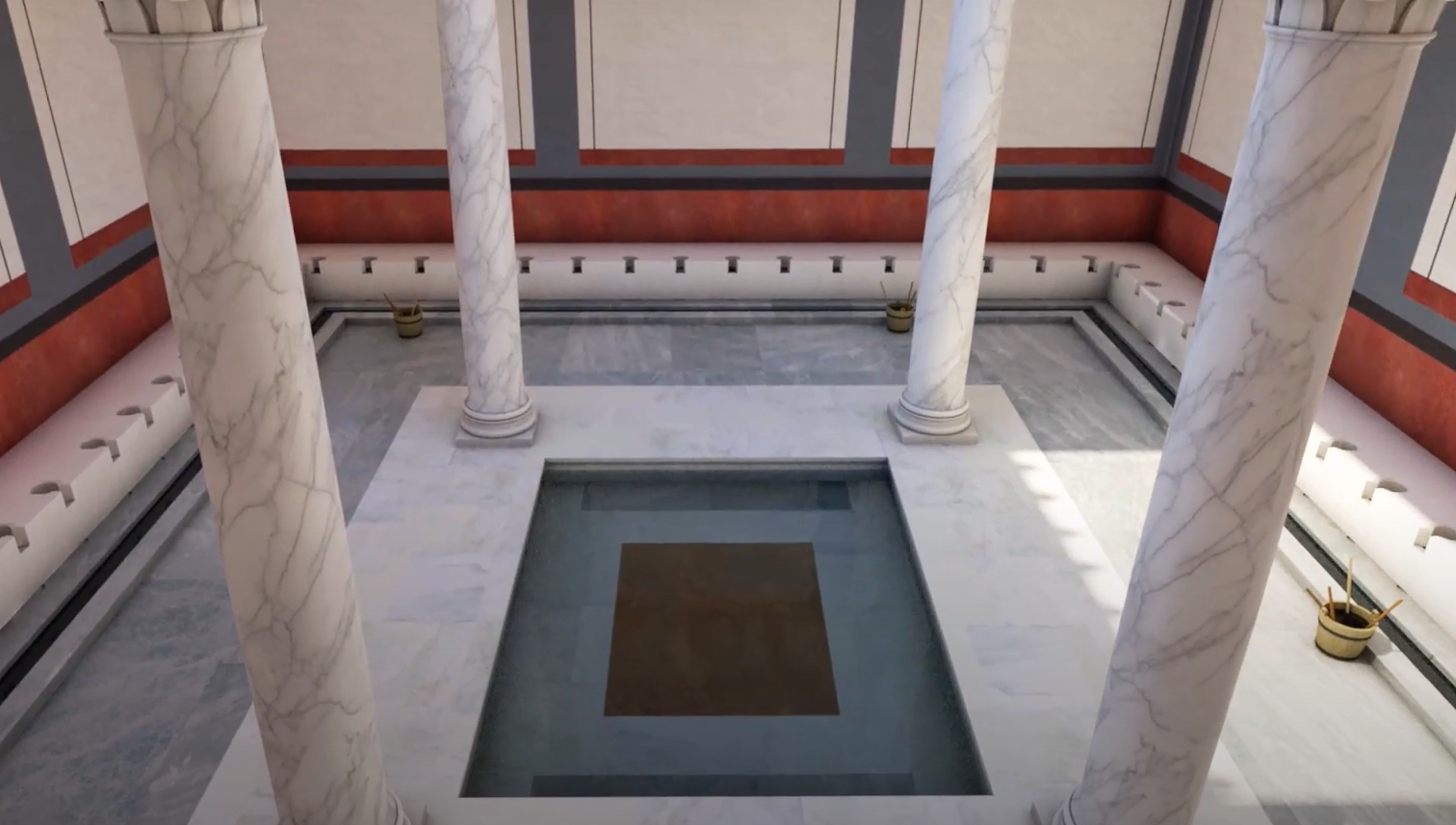 Reconstruction/animation of a latrine in ancient Rome (Created by Ancient Athens 3D)