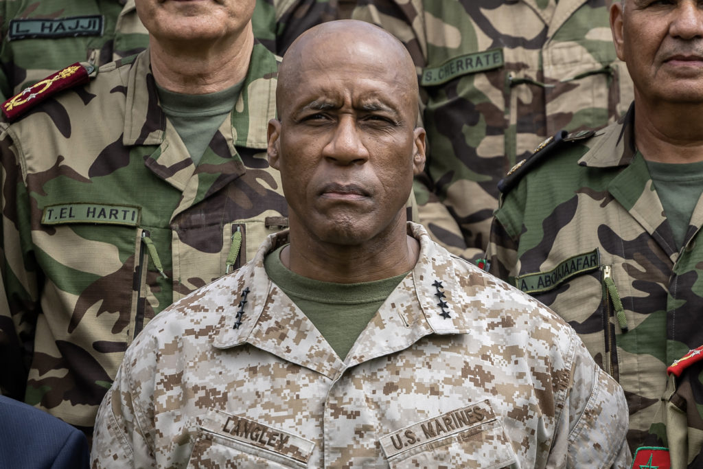 Commander of US Africa Command (AFRICOM) General Michael Langley attend the Morocco-US military exercise "African Lion 2024" in Agadir on May 30, 2024. (Photo by FADEL SENNA / AFP) (Photo by FADEL SENNA/AFP via Getty Images)
