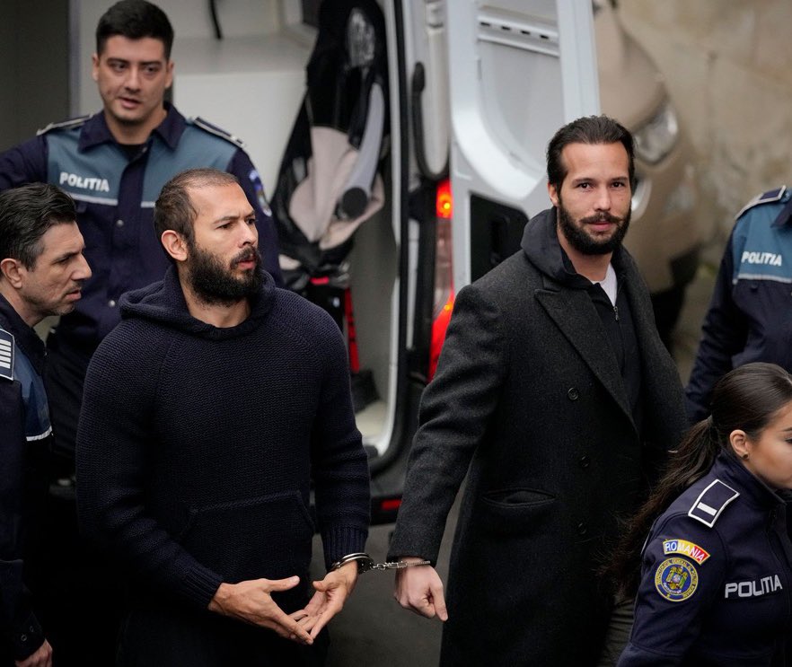 Tate brothers being moved from jail to house arrest as Romanian crime probe continued, Romania, March 31, 2023. (Photo via X)