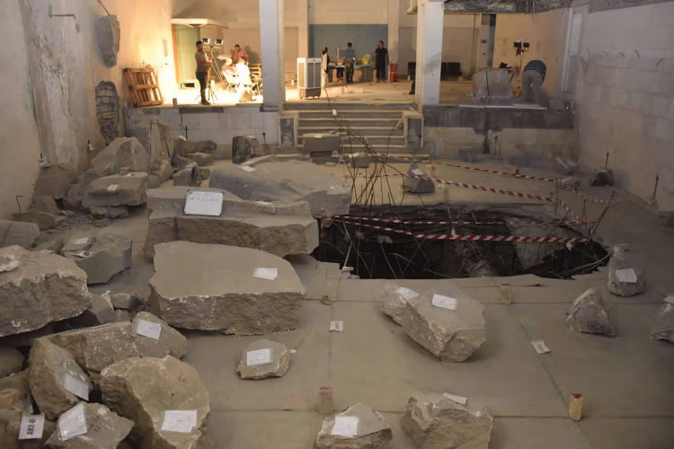 Objects marked for future restoration at the Mosul Museum in 2019. (Photo via Iraq State Board of Antiquities and Heritage)