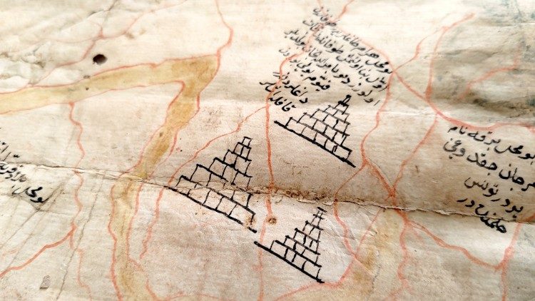 Some cartographic details of the Nile map. (Via DigiVatLib)