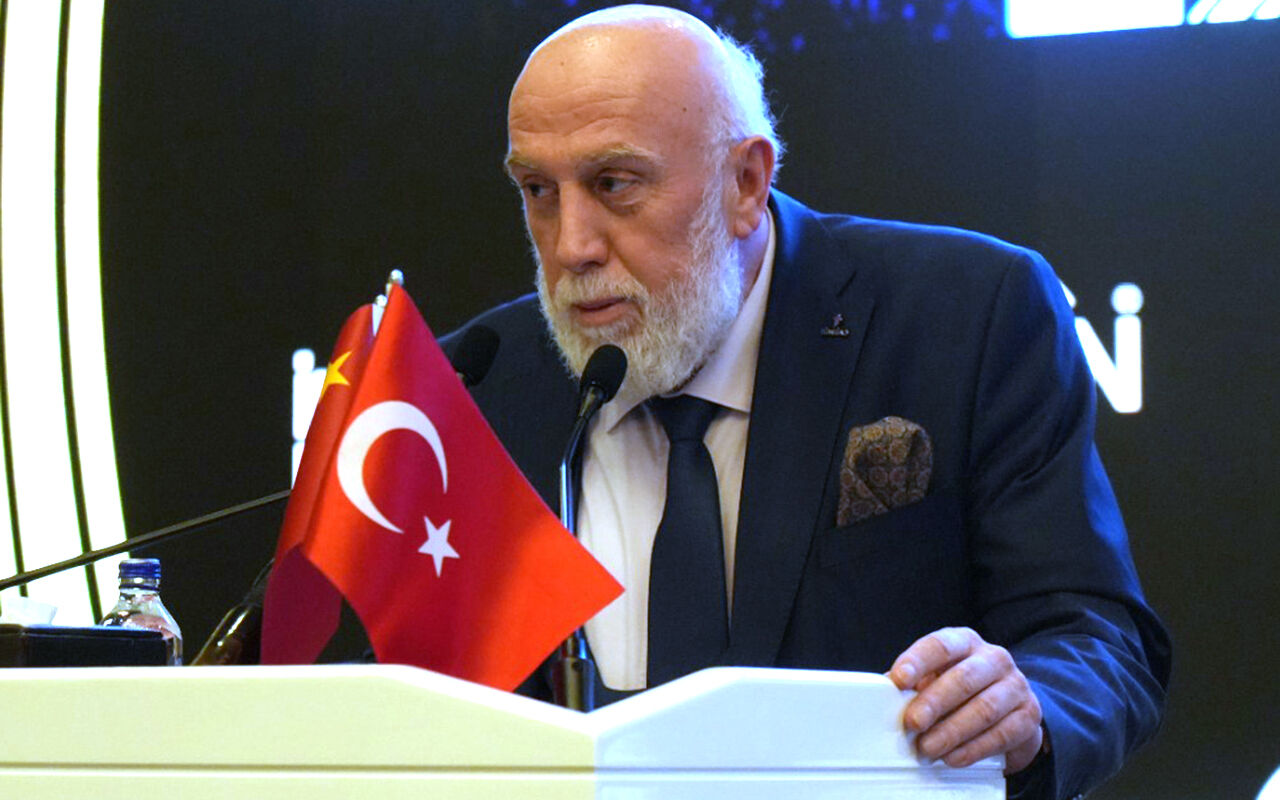 Sungen Solar Energy CEO Rifat Oguz Celebi delivers a speech at the signing ceremony for the $244 million solar energy production and storage system project, held at Marriott Hotel in Ankara, Türkiye, on Feb. 21, 2025. (Photo via turkiyegazetesi.com.tr)