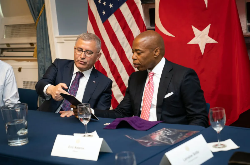 NYC Mayor Eric Adams meets with Türkiye's Uskudar mayor Hilmi Turkmen in NYC City Hall, United Stats on May 13, 2022. (Photo via NYC Mayoral Photography Office)