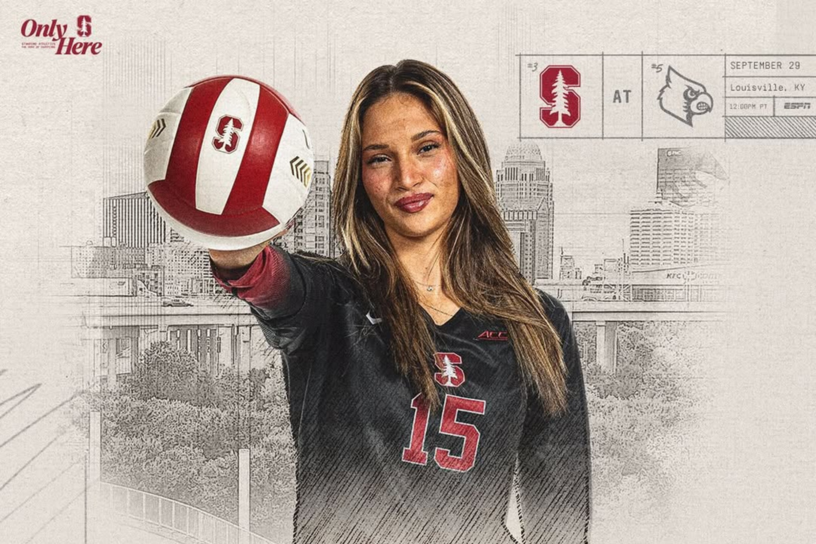 Ipar Kurt featured in Stanford Athletics promotional materials as the team prepares for a key matchup against Louisville, United States, Sept. 29, 2024. (Photo via Instagram / @instasporland1)