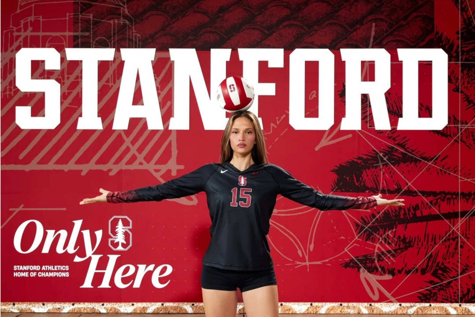 Stanford's rising star Ipar Kurt posing in promotional campaign for the university's volleyball program, California, United States, Aug. 23, 2024. (Photo via Instagram / @instasporland1)